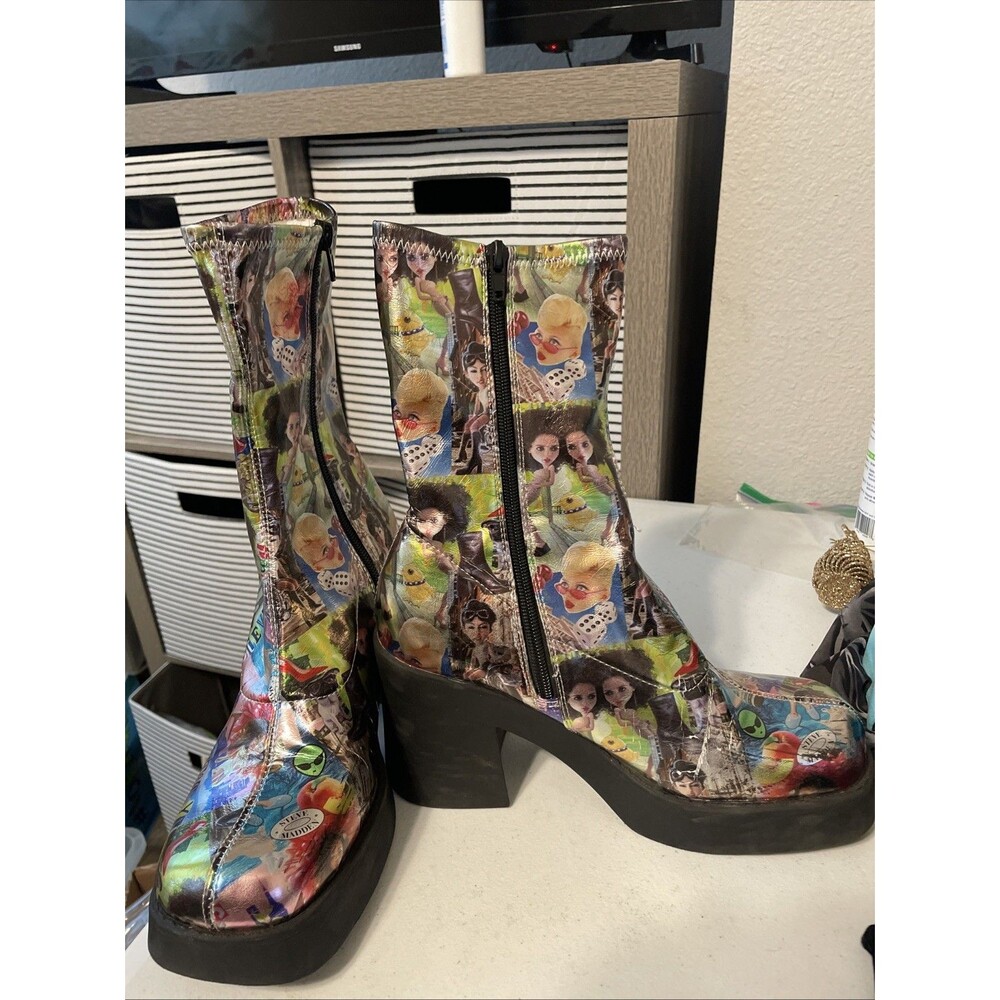 Steve Madden Multicolor Graphic Platform Heeled Boots